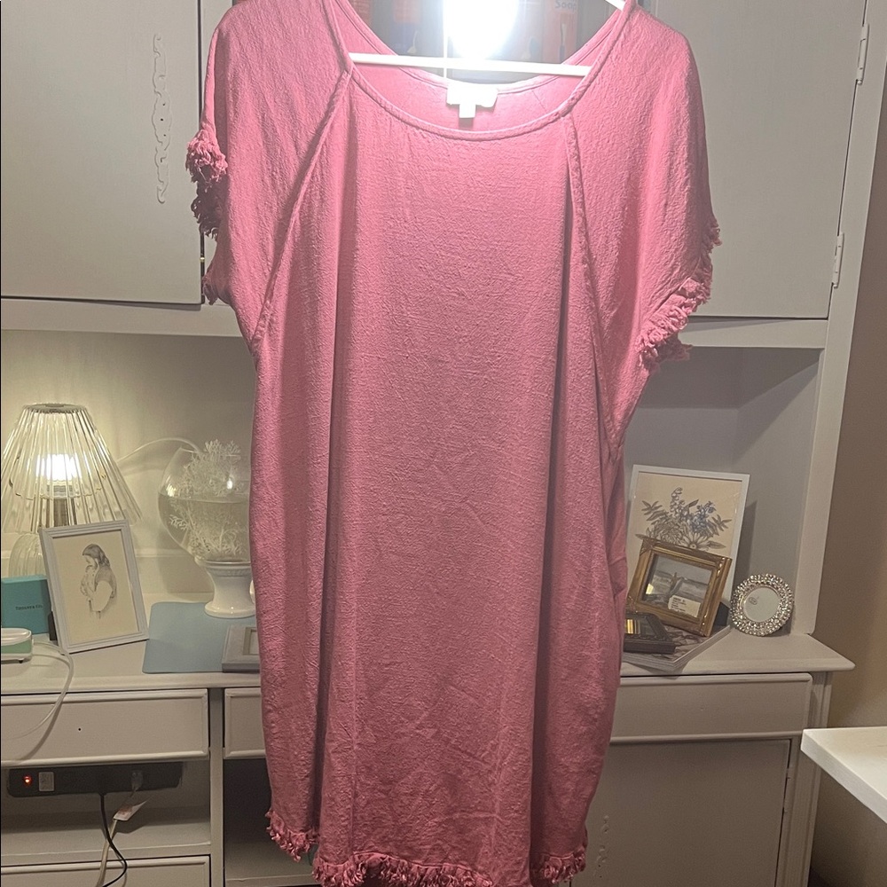 Umgee Pink Tassel Midi Dress